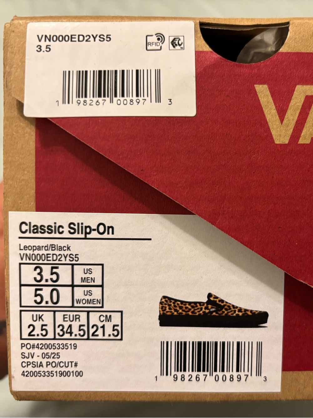 Vans Leopard Print Slip-On Sneakers with Black Soles - Picture 6 of 6